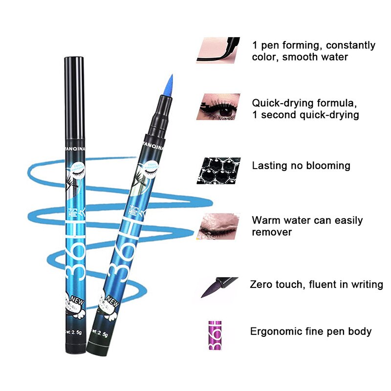 Black Liquid Eyeliner Waterproof Eyeliner Pencil 36h Long-lasting