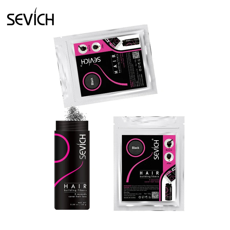 Sevich Beauty Salon Instant Thickening Hair Fiber Powder 100g Thickening Hair Building Fibers Wig Extensions Refill Black Colors