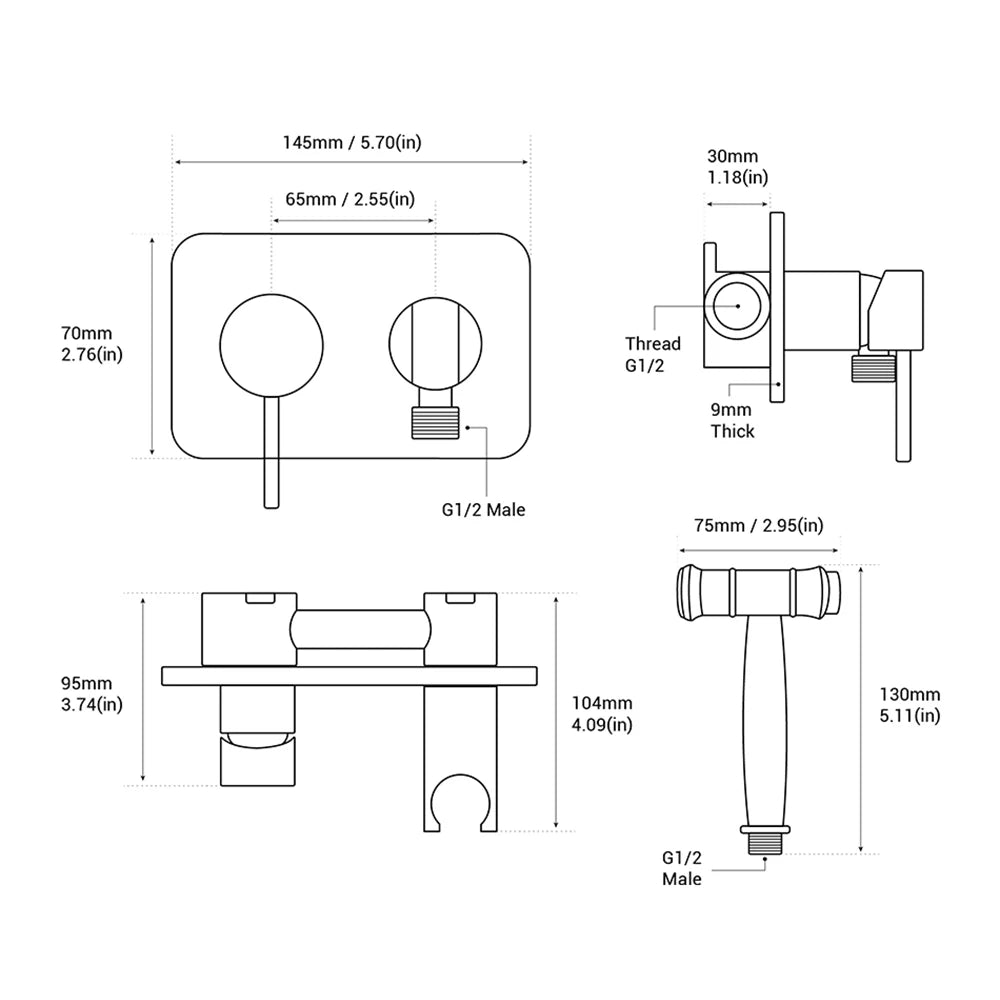 Brass Toilet Bidet Spray Handheld Cleaning Diaper Hot Cold Black Bathroom Shower Set Gold Douche Kit Portable Sprayer Jet