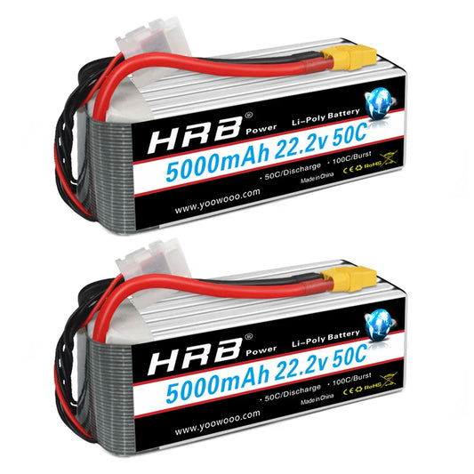 2pcs HRB 6S Lipo Battery 22.2V 5000mAh 50C with EC5 XT90 Connector For SAB 700 800 Quadcopter Helicopter Drone Align 7.2 Yak 54