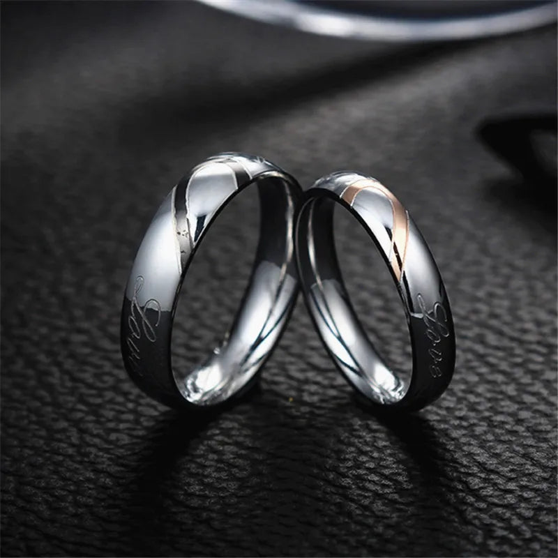 Boniskiss 2020 Rings For Men Women Stainless Steel Wedding Ring Female Italian Jewelry Lovers Heart Joyas En Acero Inoxidable