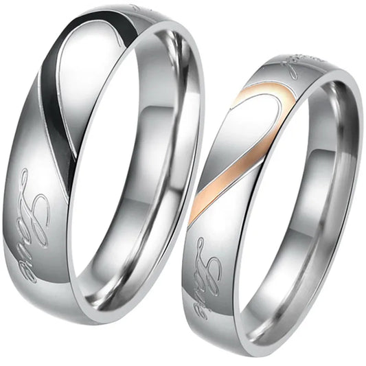 Boniskiss 2020 Rings For Men Women Stainless Steel Wedding Ring Female Italian Jewelry Lovers Heart Joyas En Acero Inoxidable