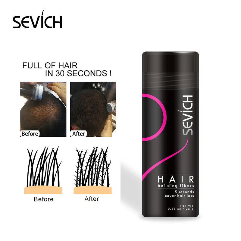 Hair Loss Styling Keratin Hair Fibers  Color Powders Hair Thickening Hair Building Fiber Powder Dye SEVICH25g OEM Private Label