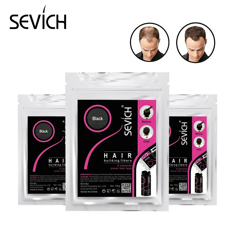 Spray Applicator Growth SEVICH Hair Fiber Hair Loss Concealer Keratin Hair Building Fiber Powder Styling Blender 100g