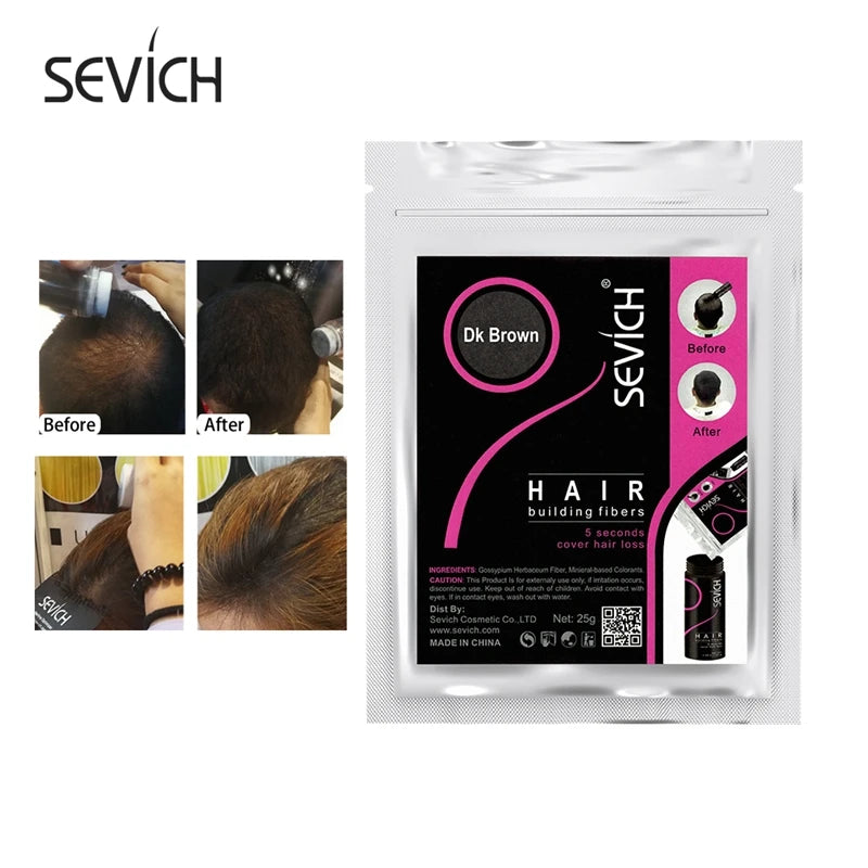 Sevich Beauty Salon Instant Thickening Hair Fiber Powder 100g Thickening Hair Building Fibers Wig Extensions Refill Black Colors