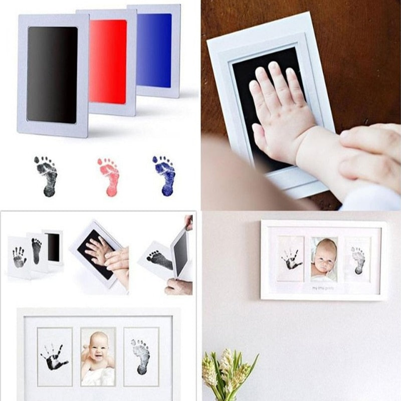 Newborn Baby Diy Hand And Footprint Kit Ink Pads Photo Frame Handprint