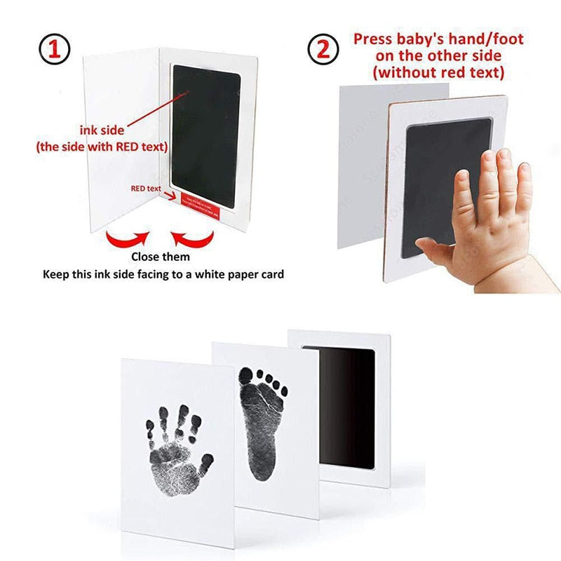 Newborn Baby Diy Hand And Footprint Kit Ink Pads Photo Frame Handprint