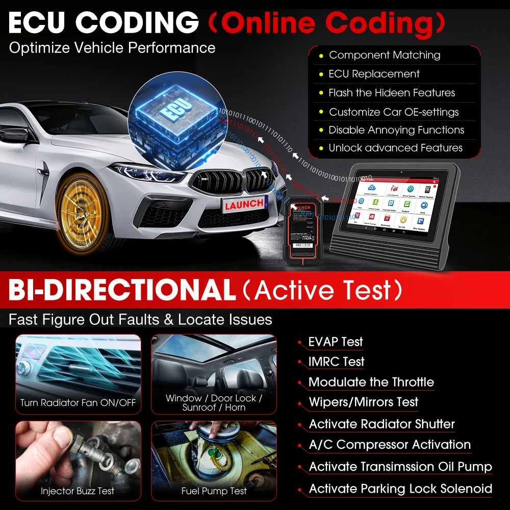 Launch X431 PRO V5.0 Automotive Diagnostic tools Full System ECU Coding Active test 37+ Service FCA CANFD DOIP OBD2 scanner