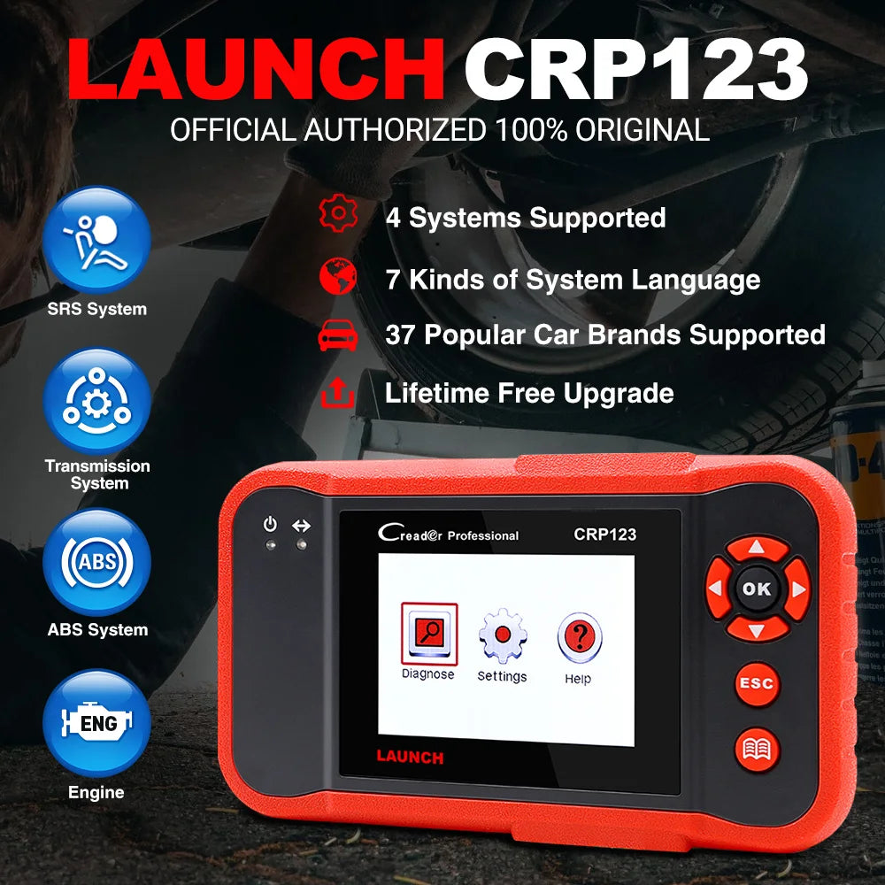 LAUNCH X431 CRP123 OBD2 Tools ABS SRS Airbag Engine AT Automotive Diagnostic Scanner Full OBDII Code Reader Lifetime Free Update