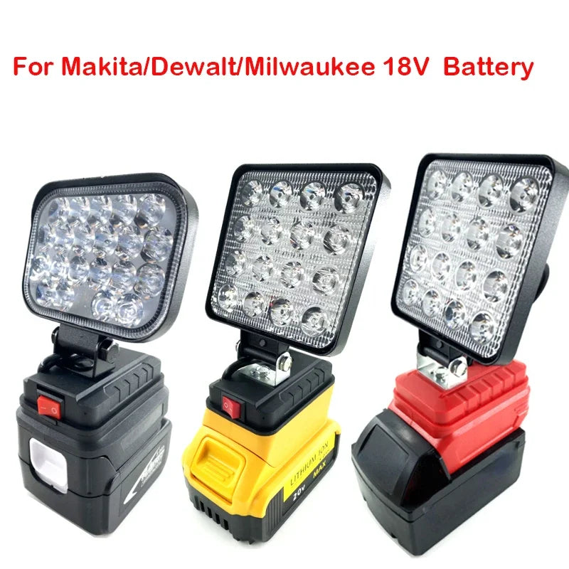 For Makita/Dewalt/Milwaukee 18V Li-ion Battery LED Work Light 3/4 inch